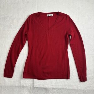 VTG Andre Oliver 2-Ply Red Long Sleeve V-Neck Cashmere Sweater Women's Medium